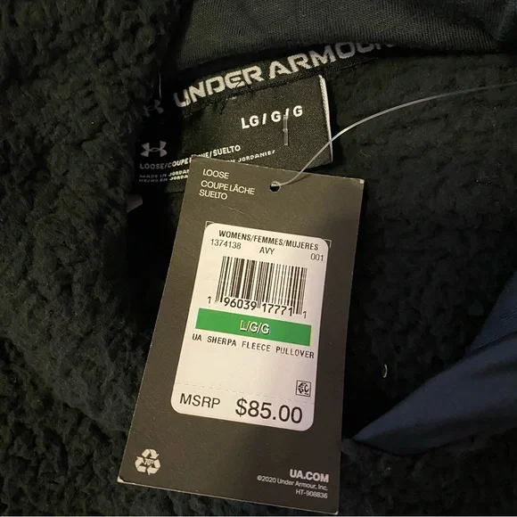 Under Armour Sherpa Fleece Hoodie Black Cropped Long Sleeve Women’s Size Large - Picture 10 of 11